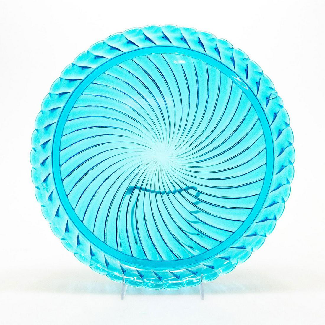 BACCARAT CRYSTAL AQUA BLUE SERVING DISH (1 of 2)