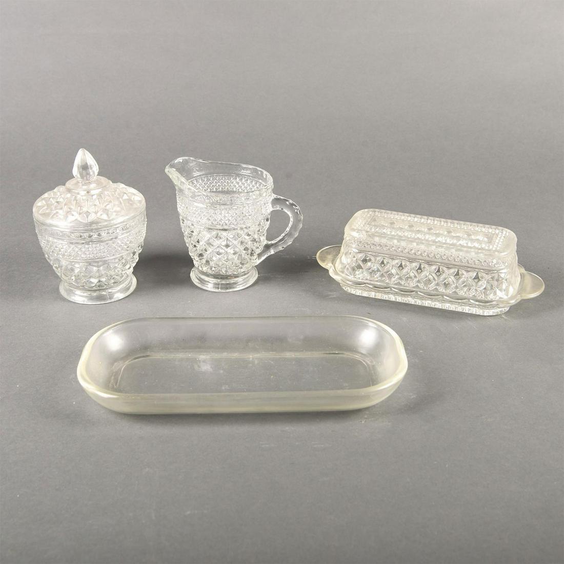 Vintage Clear Cut Glass Creamer, Sugar and Butter Dish (1 of 2)