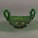 Fenton Glass Green Carnival Glass Handled Bowl