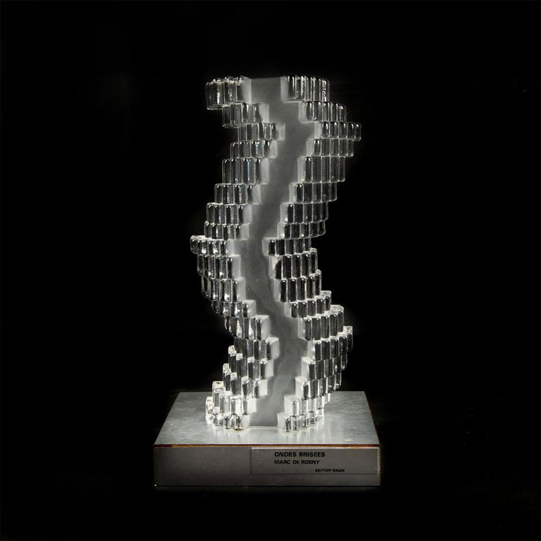 DAUM CRYSTAL SCULPTURE, ONDES BRISEES, MARC DE ROSNY (1 of 6)