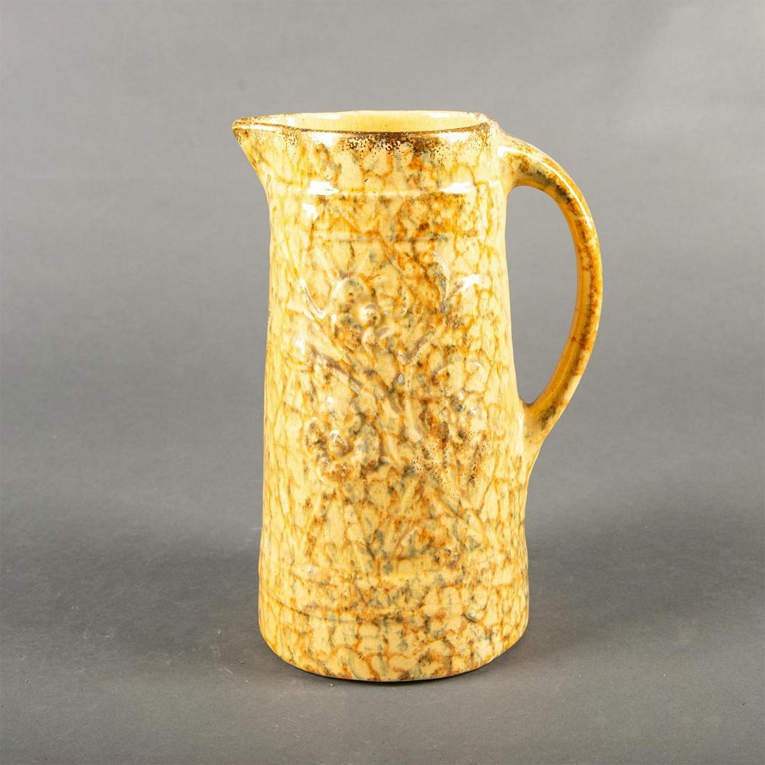 LARGE POLYCHROME SPONGEWARE CERAMIC PITCHER (1 of 3)