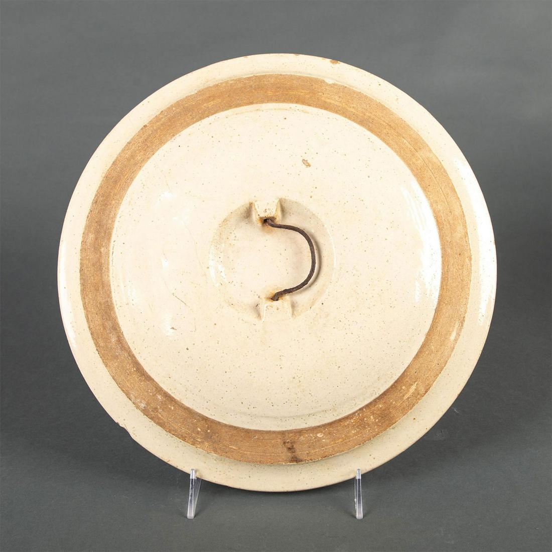 Stoneware Crock Lid with Metal Handle (1 of 2)