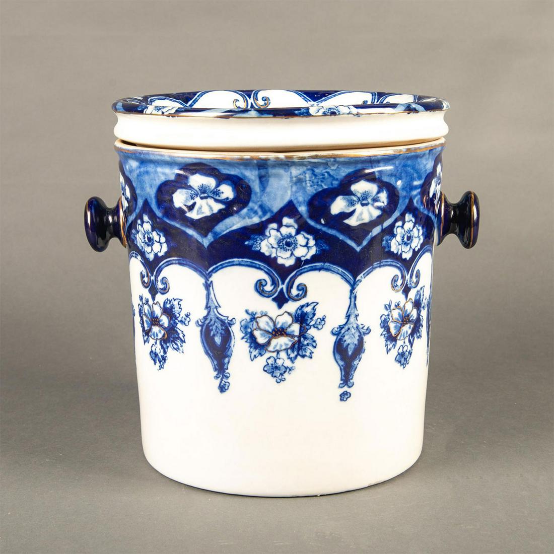 Porcelain Flow Blue Floral Master Chamber Pot (1 of 4)