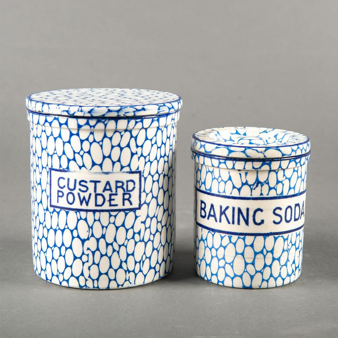 VINTAGE MALING POTTERY COBBLE STONE STORAGE LIDDED JARS (1 of 3)