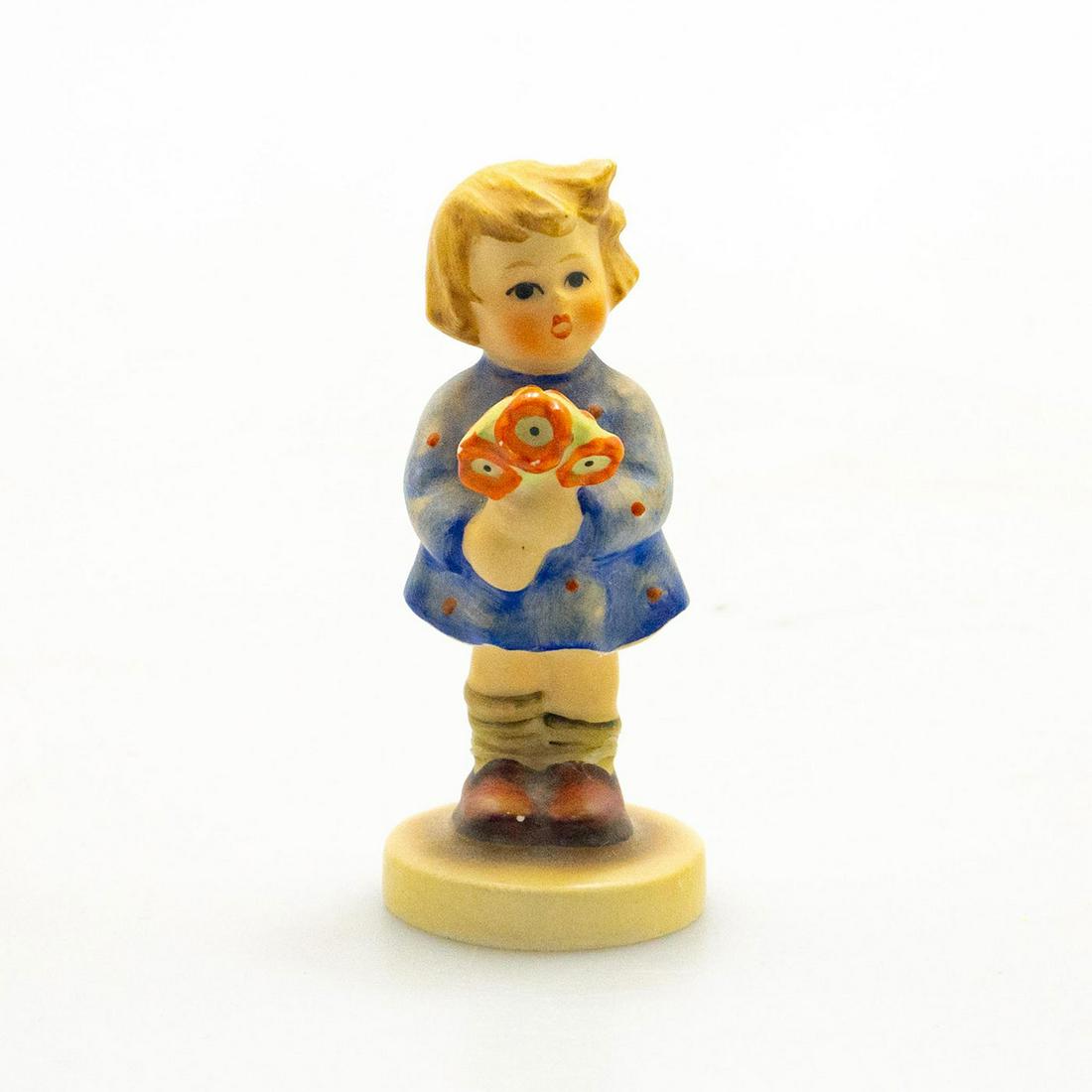 Goebel Hummel Figurine, Girl With Nosegay: Miniature figure; hand crafted; hand painted porcelain. Goebel backstamp. Issued: c. 1967 Dimensions: 3.5"H Manufacturer: Goebel Country of Origin: Germany