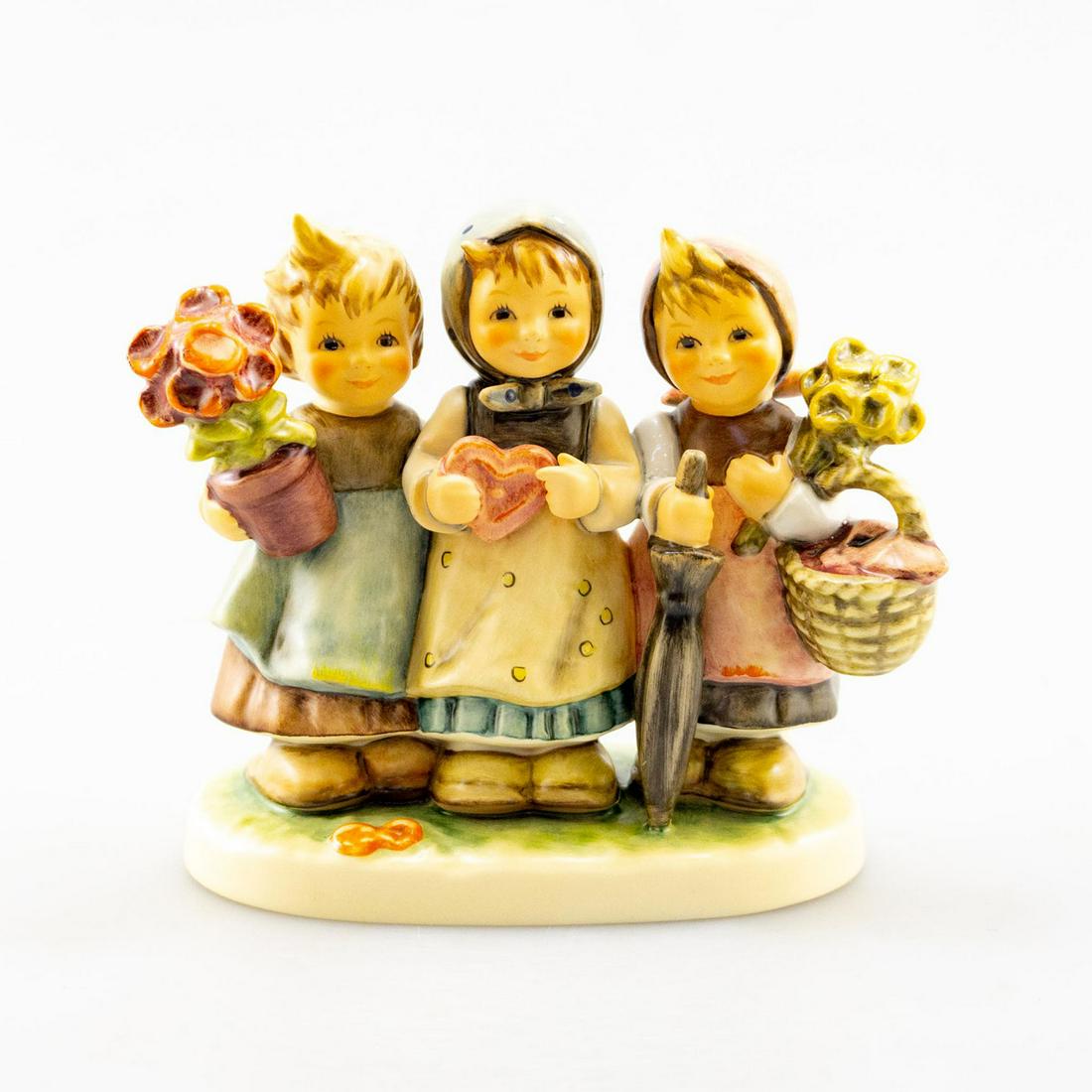 Goebel Hummel Figure Trio Of Wishes 721: Trio Collection; second edition. Ltd. edition 3526 of 20000. Goebel backstamp. Issued: 1997 Dimensions: 4.5"H x 5"W Manufacturer: Goebel Country of Origin: Germany