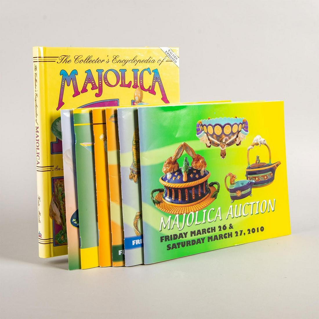 The Collector'S Encyclopedia Of Majolica And Assorted: A Hardcover Majolica book with photos and a price guide and includes several auction catalogs. Includes six Majolica Auction catalogs from Strawser auctions - lots and lots of photos and pricing, an e