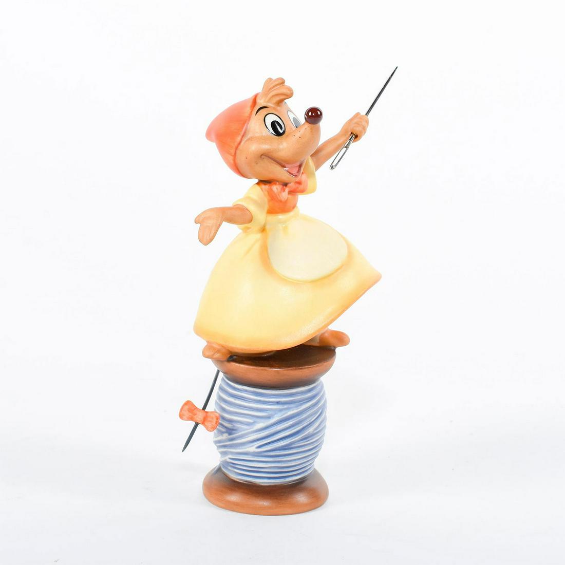 Disney Classics Figurine, Needle Mouse, Cinderella: Suzy Mouse stands on a spool of thread with needle in hand, ready to assist Cinderella. Quote on bottom reads "Hey, We Can Do It". #disney #cinderella
