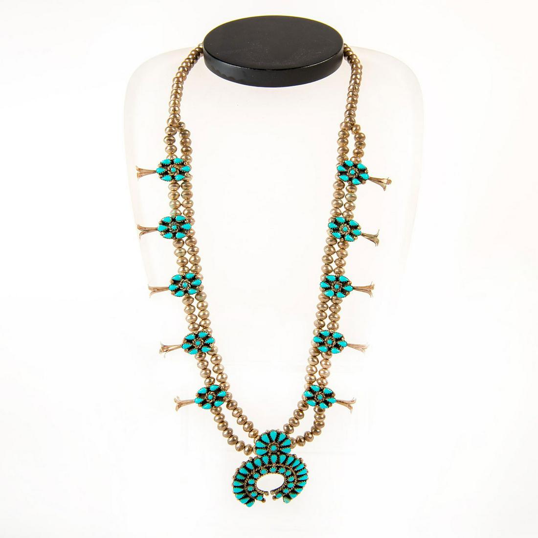 Native American Zuni Peti Point Squash Blossom Necklace (1 of 4)