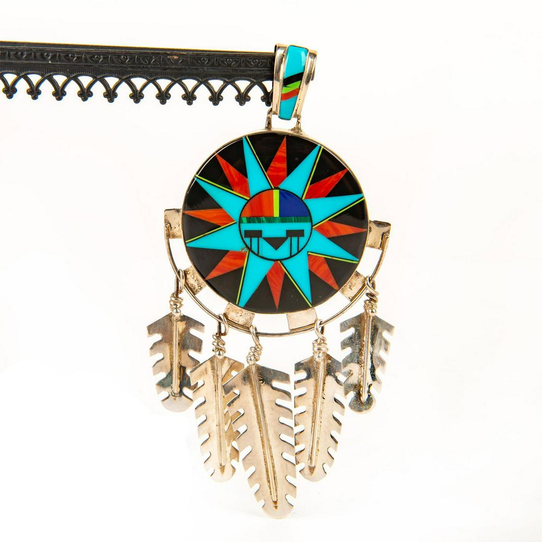 Native American Zuni Sunface , Sterling Silver Pendant (1 of 2)