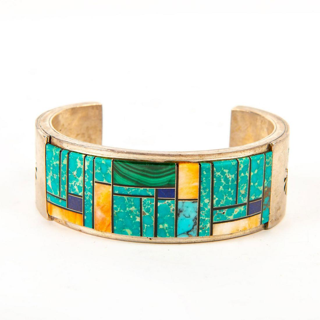 Native American Hopi Inlay Cuff Sterling Silver (1 of 5)