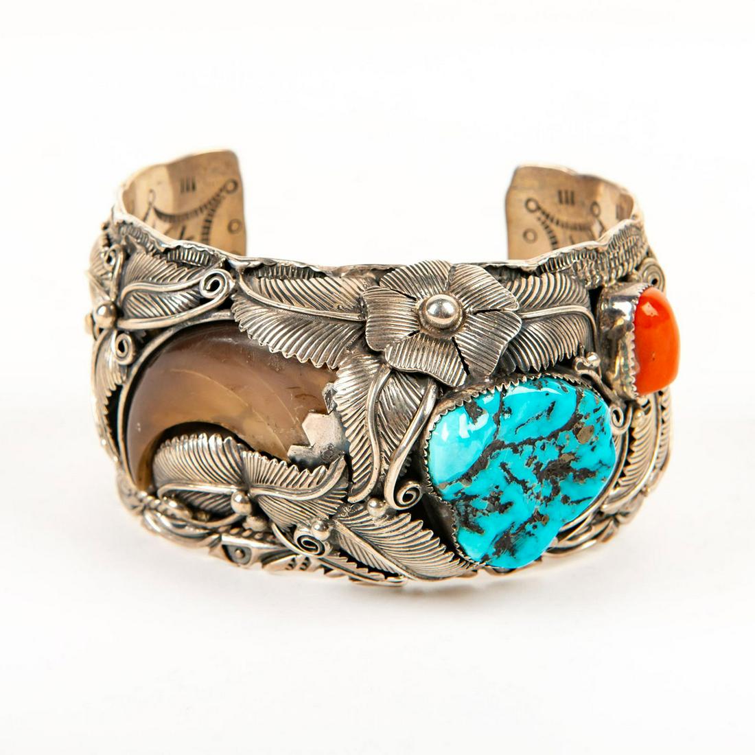 Native American Bear Claw Sterling Silver Cuff (1 of 5)