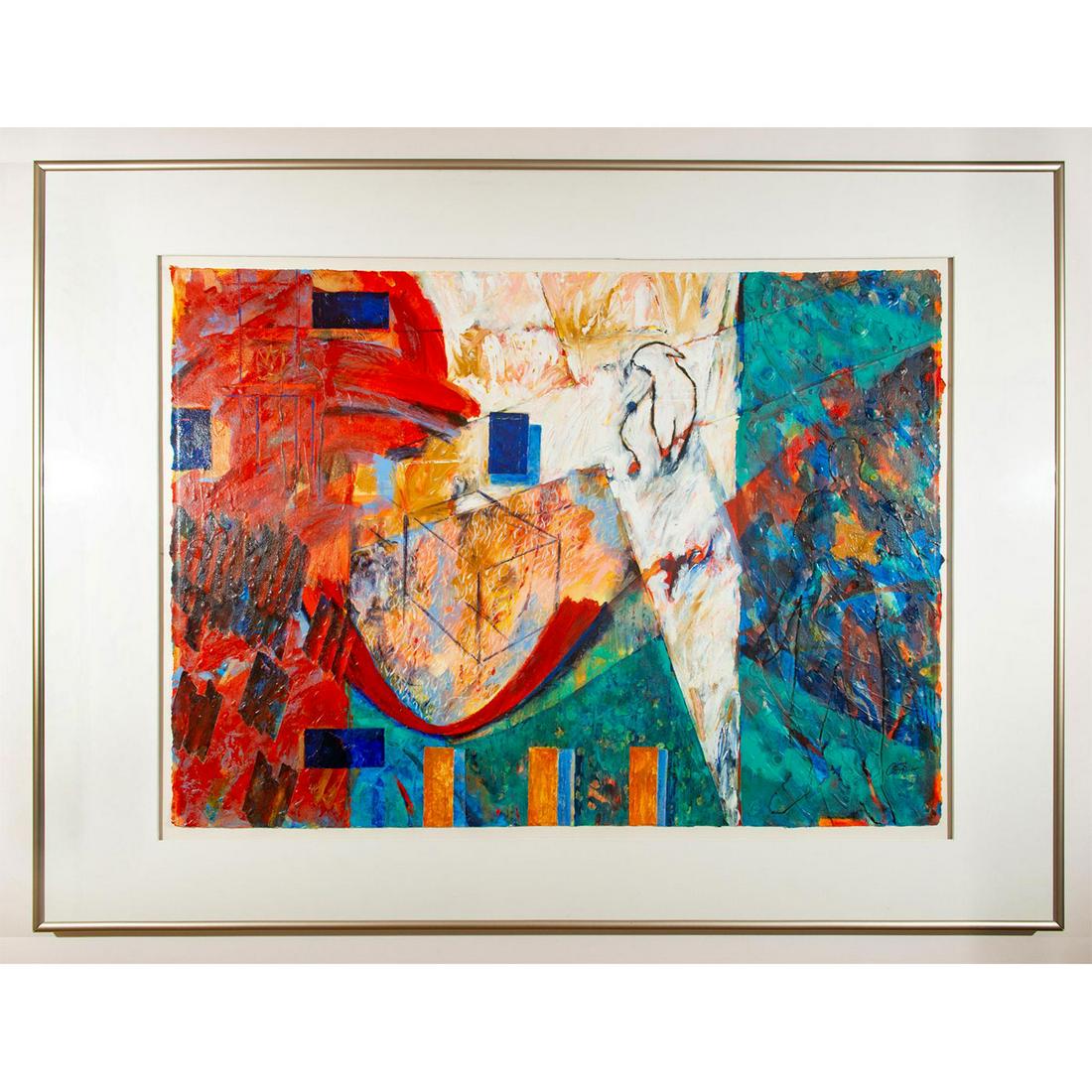 Large Abstract Art Painting, Signed, Framed (1 of 4)