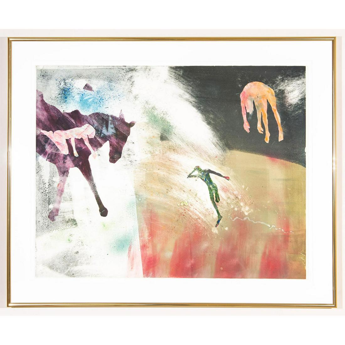 Framed Mary Frank Monoprint, Female Figure On Horse (1 of 5)