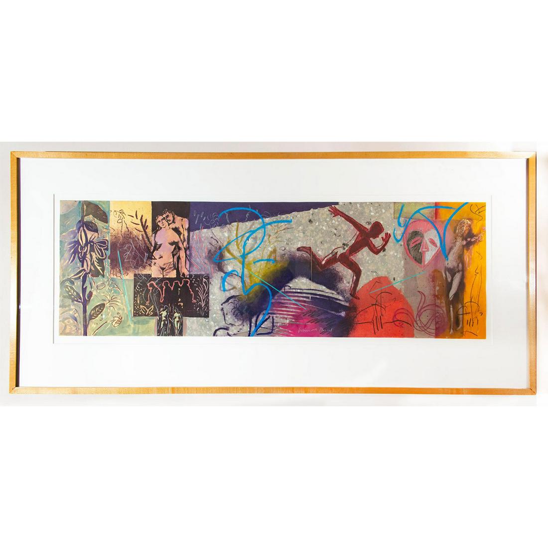 Lamar Briggs Monotype Print, Jumping Man (1 of 4)