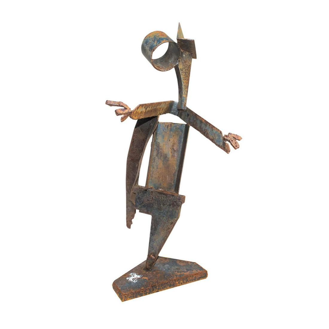 Jeff Whyman Steel Figure Sculpture, City Dancer: Exquiste outdoor steel sculpture. Issued: 20th c. Dimensions: 47.5"H x 21.5"L x 40"W Country of Origin: United States Provenance: Jaffe Baker Gallery