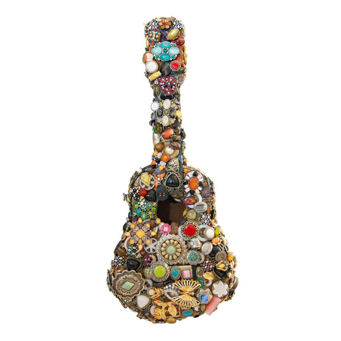 Small Jewelry Encrusted Guitar Tabletop Sculpture (1 of 6)