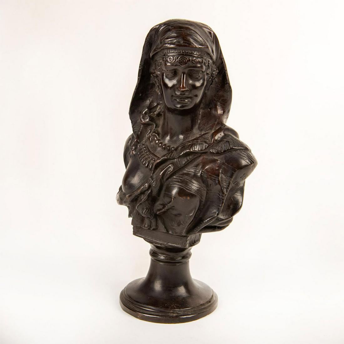 Fine Moreau Style Bronze Figural Bust, Woman In Veil (1 of 4)