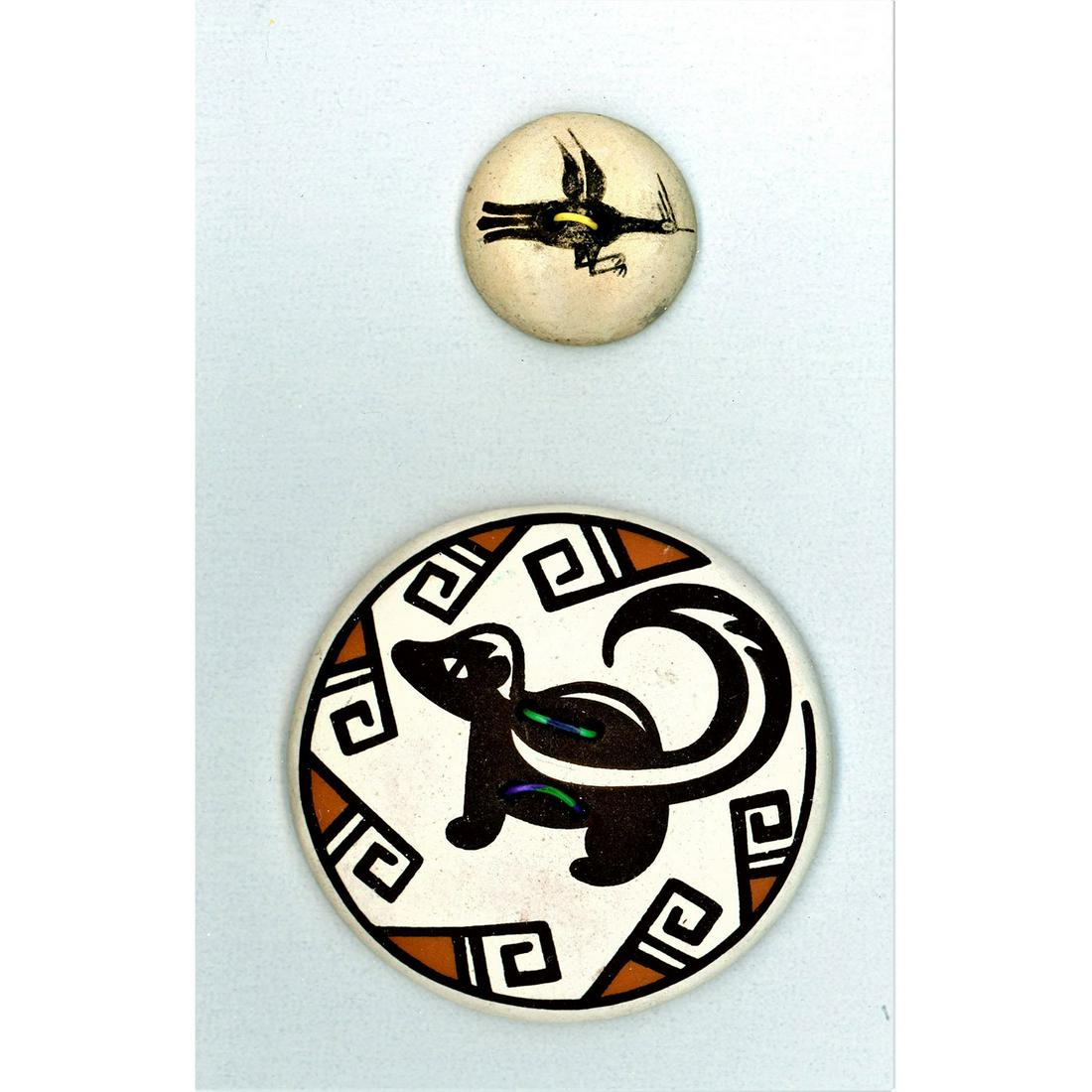 A Pair Of Native American Indian Pottery Buttons (1 of 4)