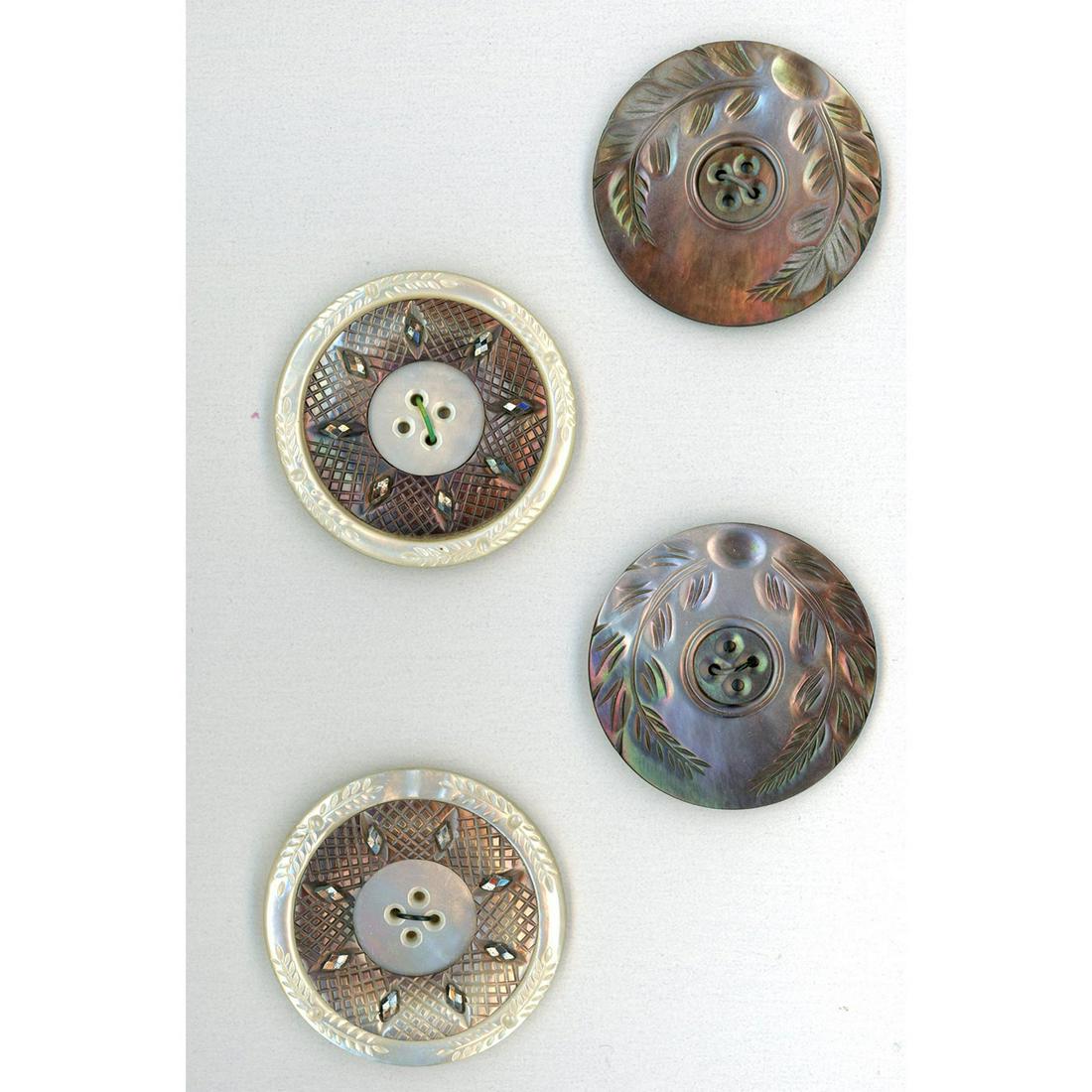 A Small Card Of Extra Large 19Th Century Pearl Buttons (1 of 4)