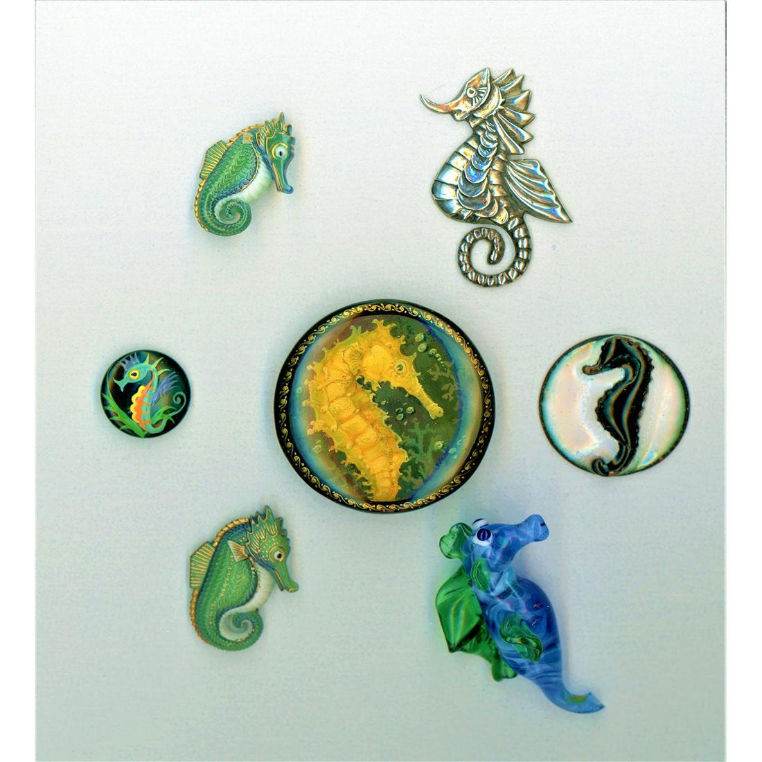 A Small Card Of Assorted Material Seahorse Buttons (1 of 6)