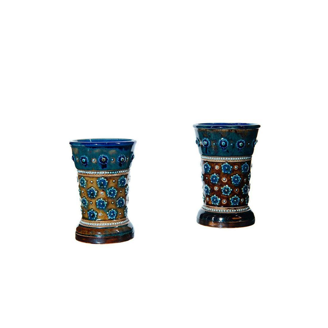Pair Of Doulton Lambeth Miniature Stoneware Vases (1 of 3)