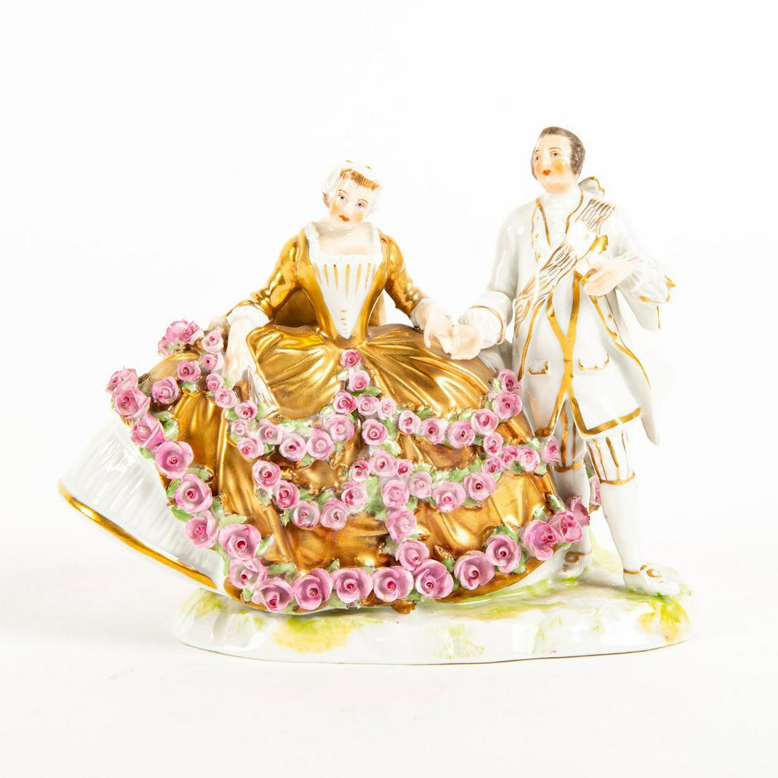 Vintage Dresden Porcelain Figural Group, Couple (1 of 3)