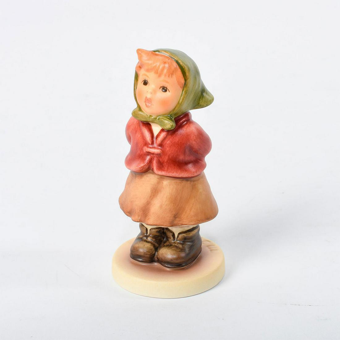 Goebel Hummel Porcelain Figurine, Clear As A Bell 2181: A young girl stands with her arms behind her. Exclusive Edition, M.I. Hummel Club Membership Year 2004/2005 #hummel Issued: 2002 Dimensions: 4"H Manufacturer: Goebel Country of Origin: Germany