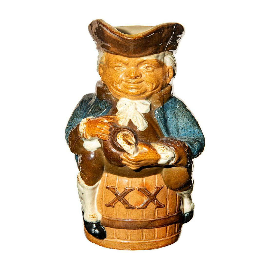 Doulton Lambeth Simeon Toby with Brown Vest, Blue: Stoneware salt glaze. Issued: 1925 Dimensions: 8"H Manufacturer: Royal Doulton Provenance: David Bearman Collection