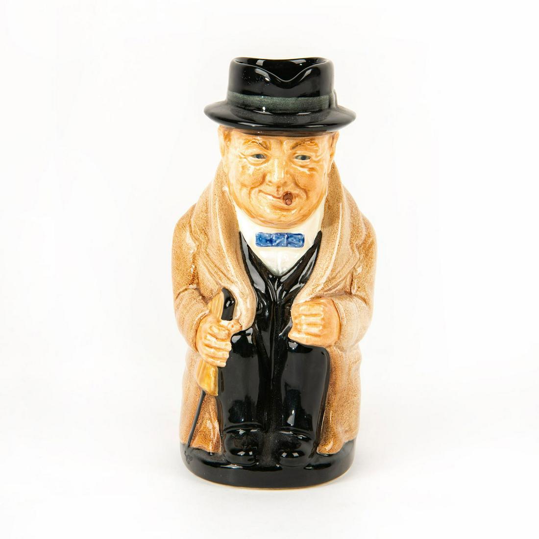 Royal Doulton Medium Winston Churchill Toby Jug: D6172. Men of History. Variation B. Doulton backstamp. Issued: 1941-1991 Dimensions: 5.5"H Manufacturer: Royal Doulton Country of Origin: England Provenance: David Bearman Collection