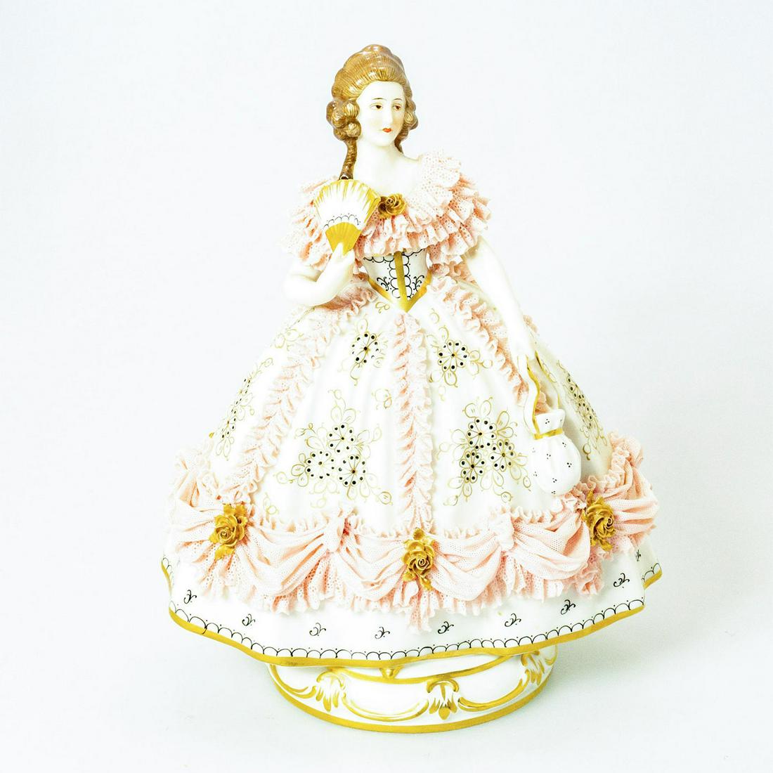 Muller Volkstedt Dresden Lace Figurine, Belle of the (1 of 3)