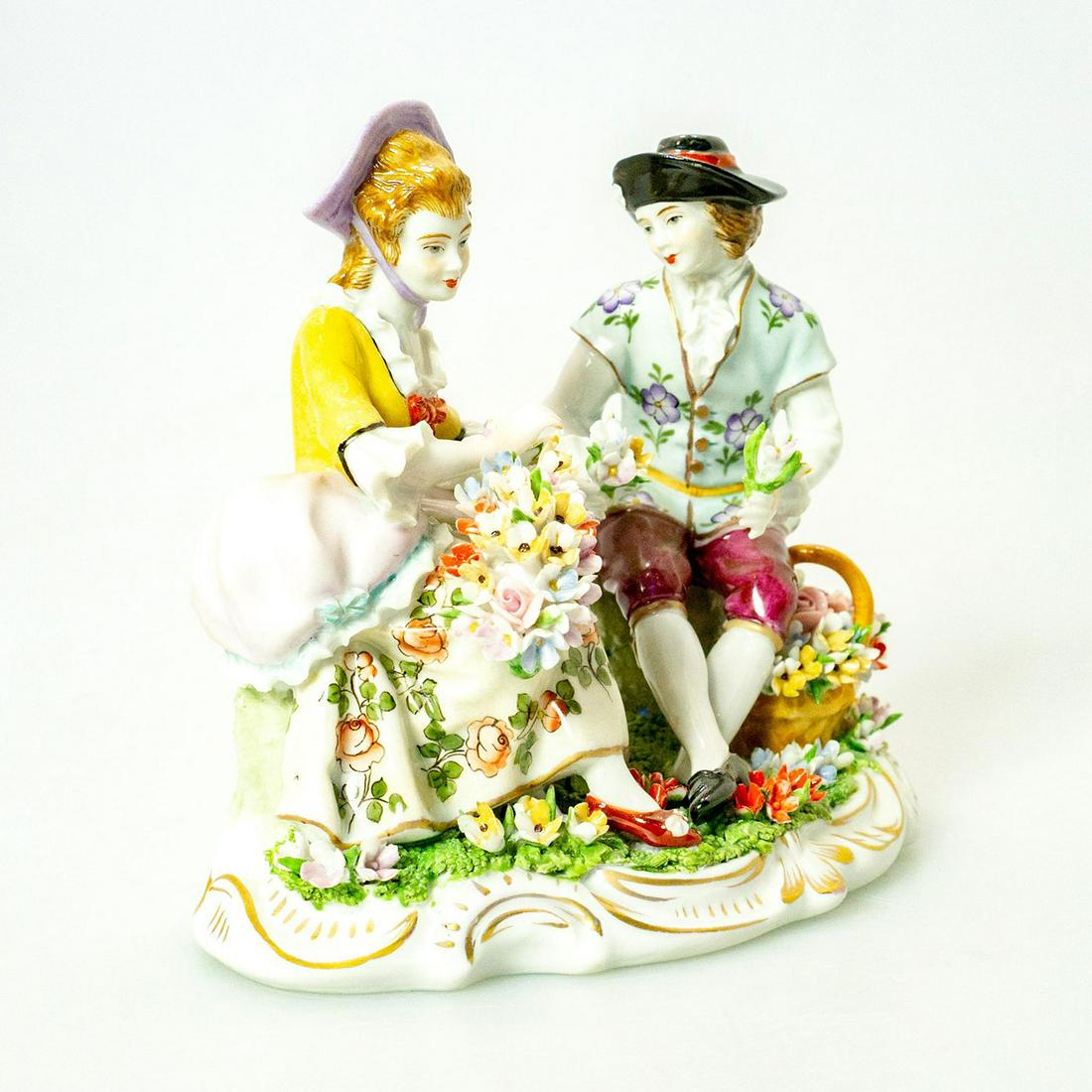 Sitzendorf Porcelain Figure, Courting Couple Amongst (1 of 4)