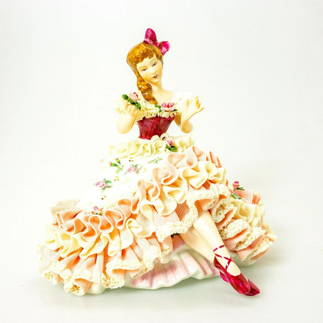 Vintage German Porcelain Figurine, Woman With Flower (1 of 4)