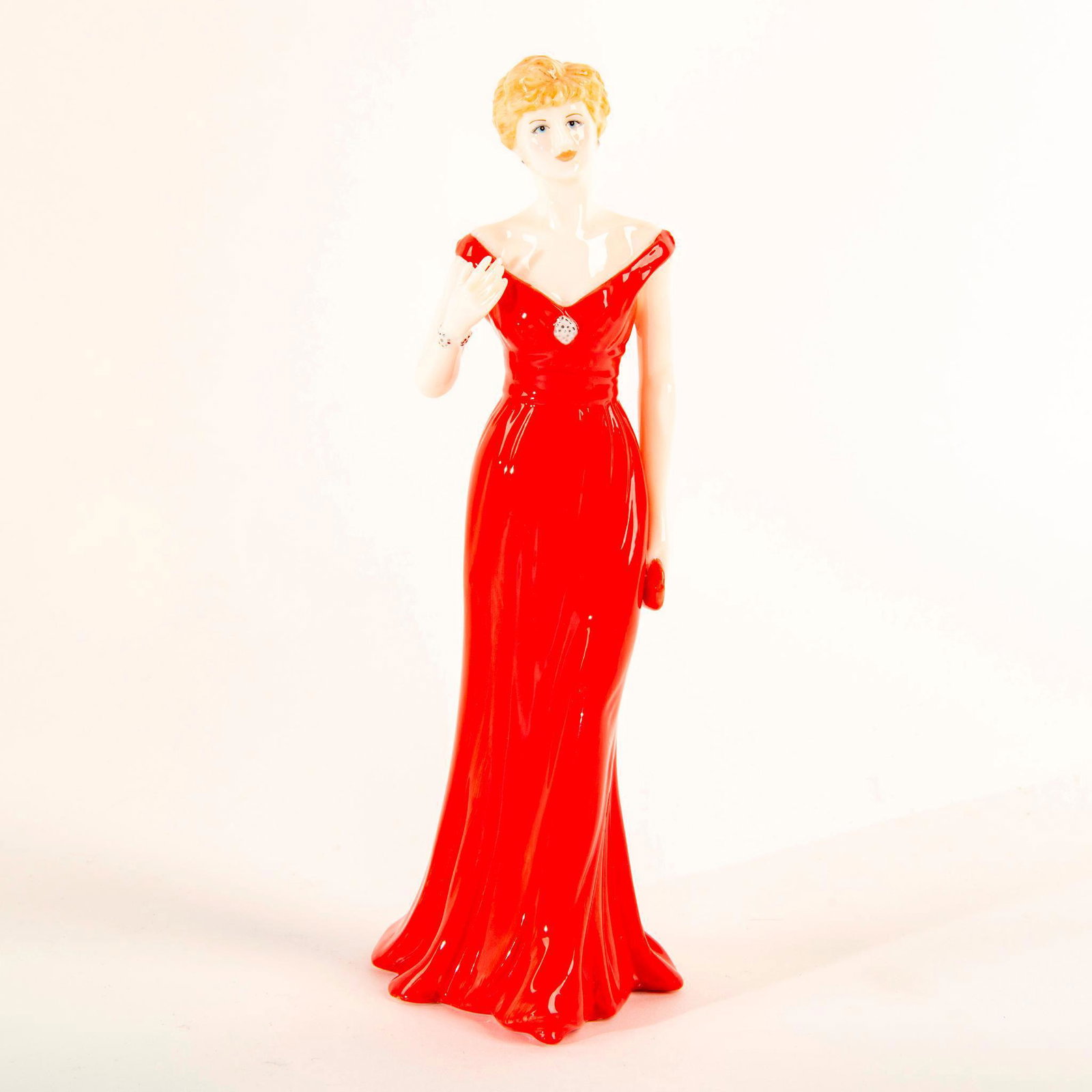 Royal Worcester Figurine, Diana, Princess Of Wales: To Celebrate the Life of Diana. She wears a red evening gown. Royal Worcester backstamp. Issued: 2007 Dimensions: 9.5"H Manufacturer: Royal Worcester Country of Origin: England