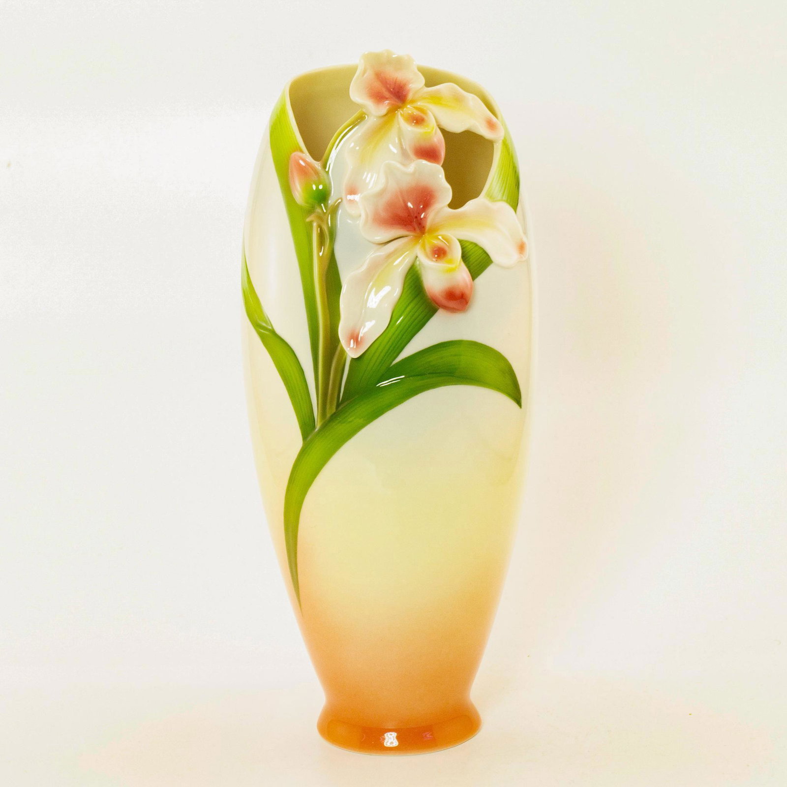 Franz Porcelain Vase, Lady Slipper Orchid FZ00273 (1 of 3)