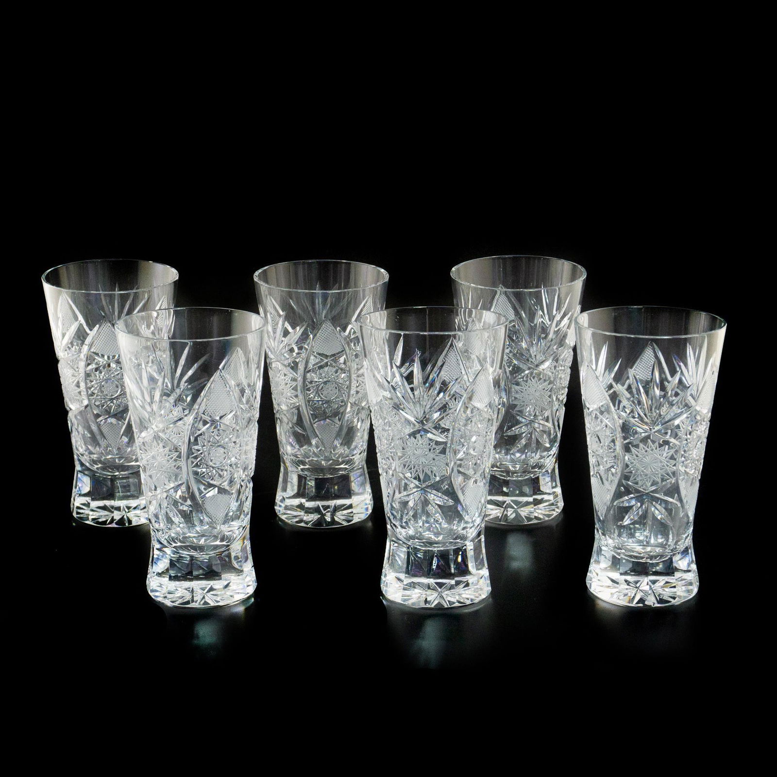 6pc Pinwheel Crystal Drinking Glasses (1 of 4)