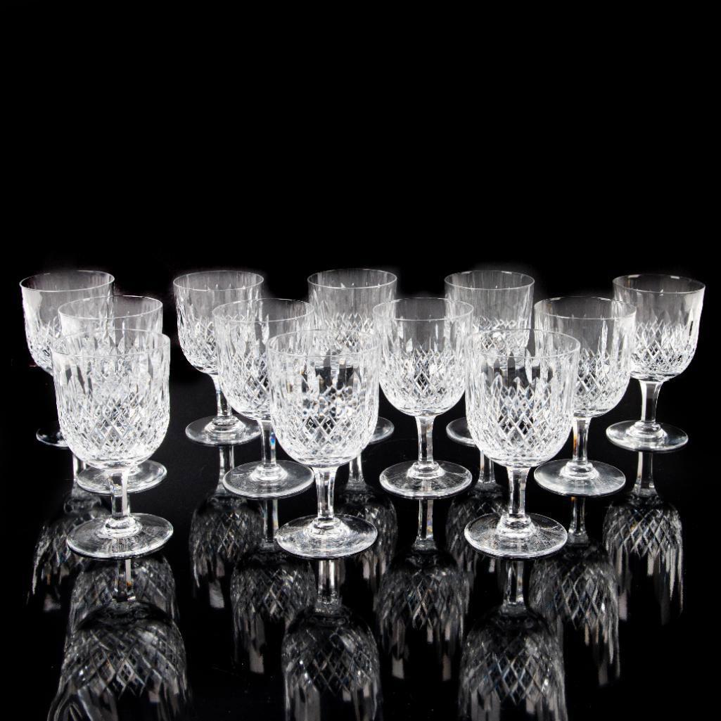 12pc Thomas Webb Normandy Crystal Water Glasses: Elegant hand-crafted cut crystal in Normandy pattern. Thomas Webb backstamp. Thomas Webb began his glass career in 1829, when he became a partner of the Wordsley Glassworks. Soon after, he also inheri