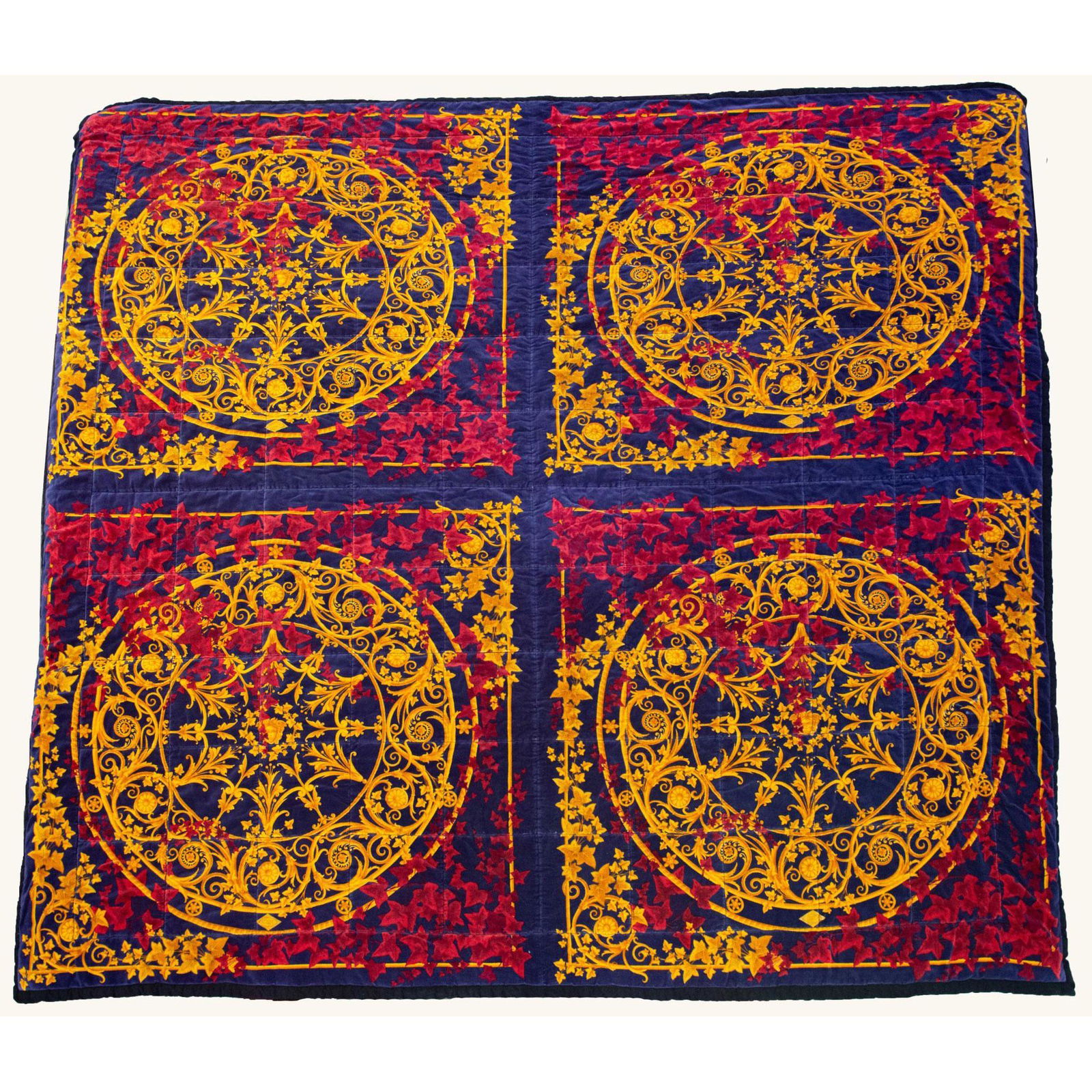 Rare Vintage Versace Velour Comforter, Baroque Design (1 of 8)