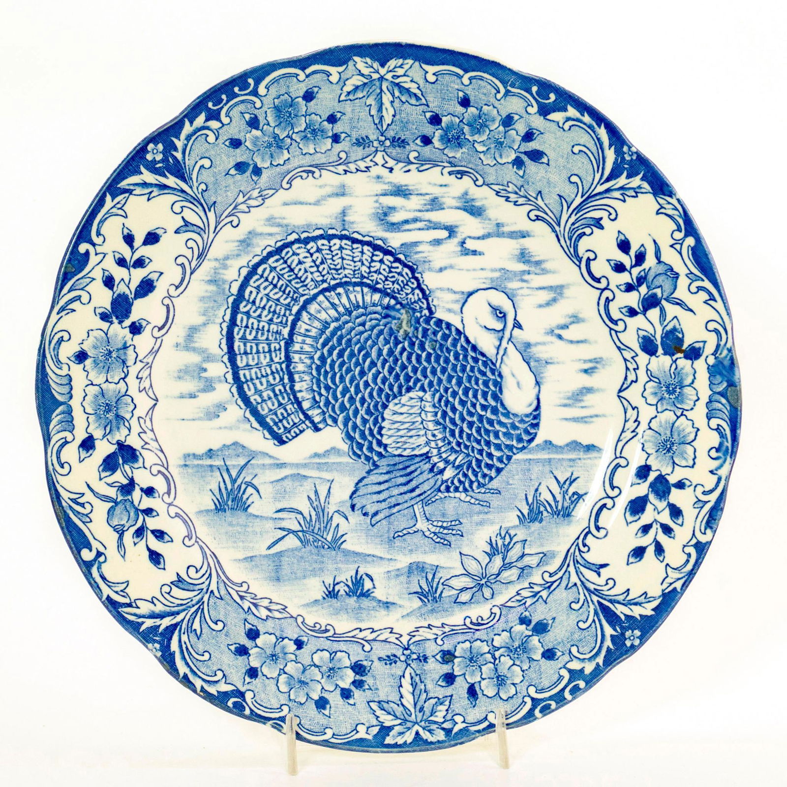 Staffordshire Transferware Turkey Plate (1 of 2)