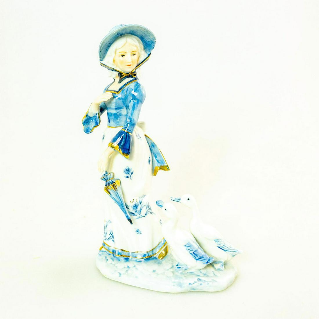 Vintage Kpm Porcelain Figurine, Lady With Geese