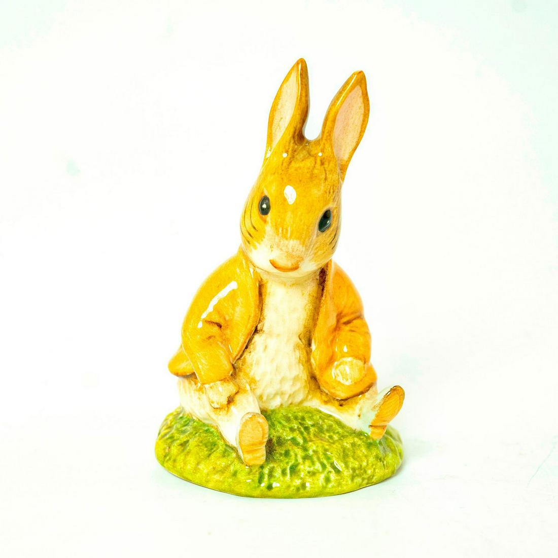 Benjamin Bunny Sat on a Bank - Beswick - Beatrix Potter: Beswick Backstamp. Golden brown jacket. Artist: David Lyttleton Issued: 1983 - 1997 Dimensions: 3.75''H Country of Origin: England Manufacturer: Beswick
