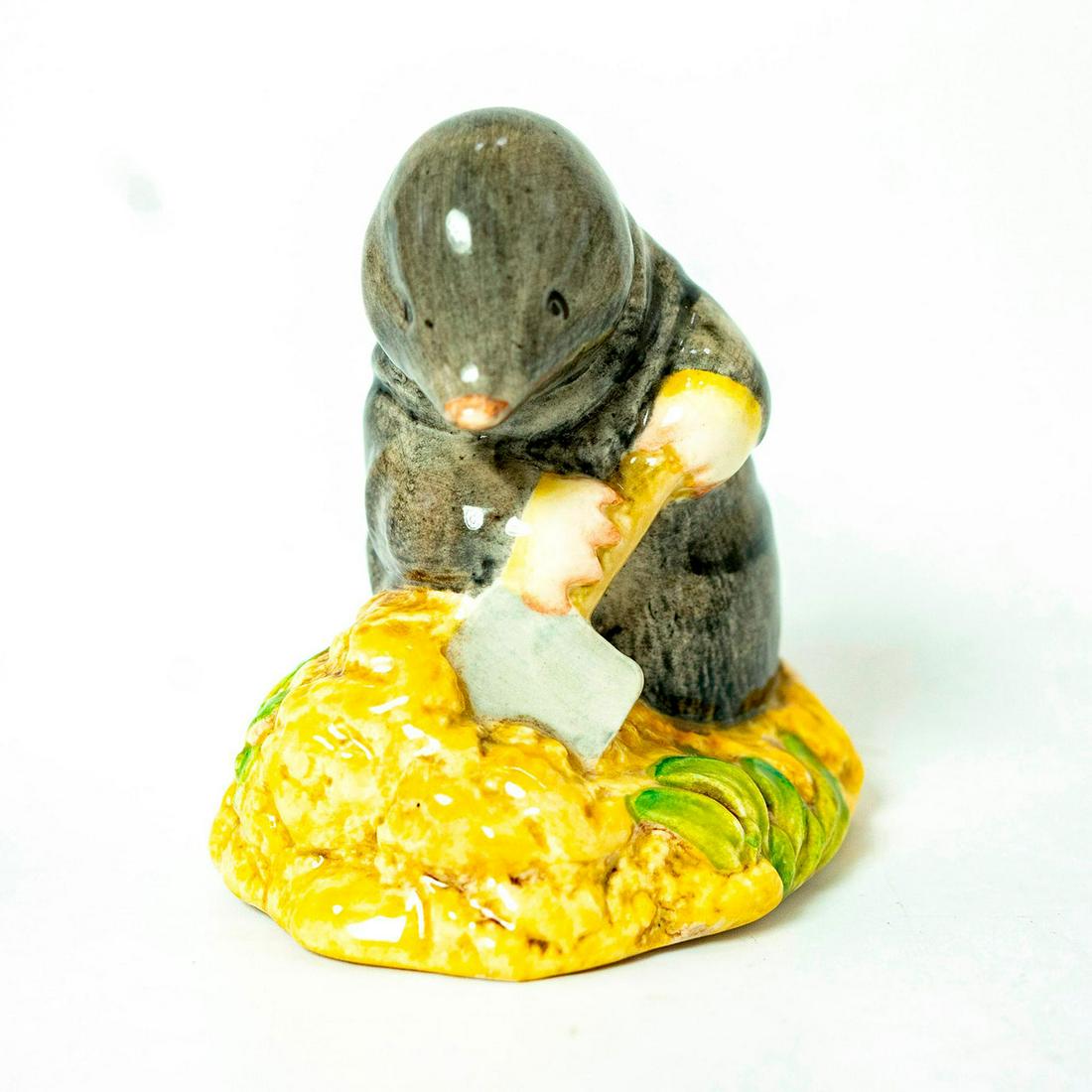 Diggory Diggory Delvet - Beswick - Beatrix Potter: Beswick Backstamp. Grey mole. Artist: David Lyttleton Issued: 1982 - 1997 Dimensions: 2.75''H Country of Origin: England Manufacturer: Beswick