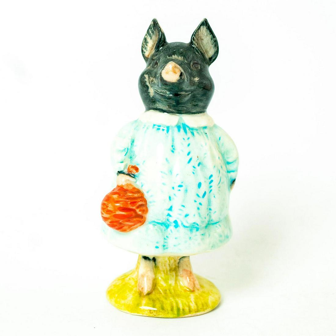 Pig Wig - Beswick - Beatrix Potter Figurine: Beswick Backstamp. Grey/Black pig, pale/deep blue dress. Artist: Albert Hallam Issued: 1972 - 1982 Dimensions: 4''H Country of Origin: England Manufacturer: Beswick