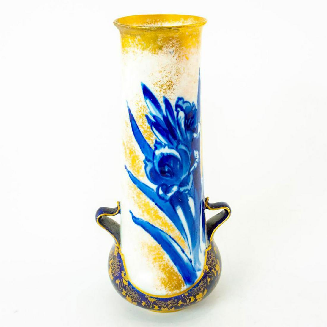 Doulton Burslem, Cobalt Blue, Gold Iris Long Neck Vase (1 of 3)