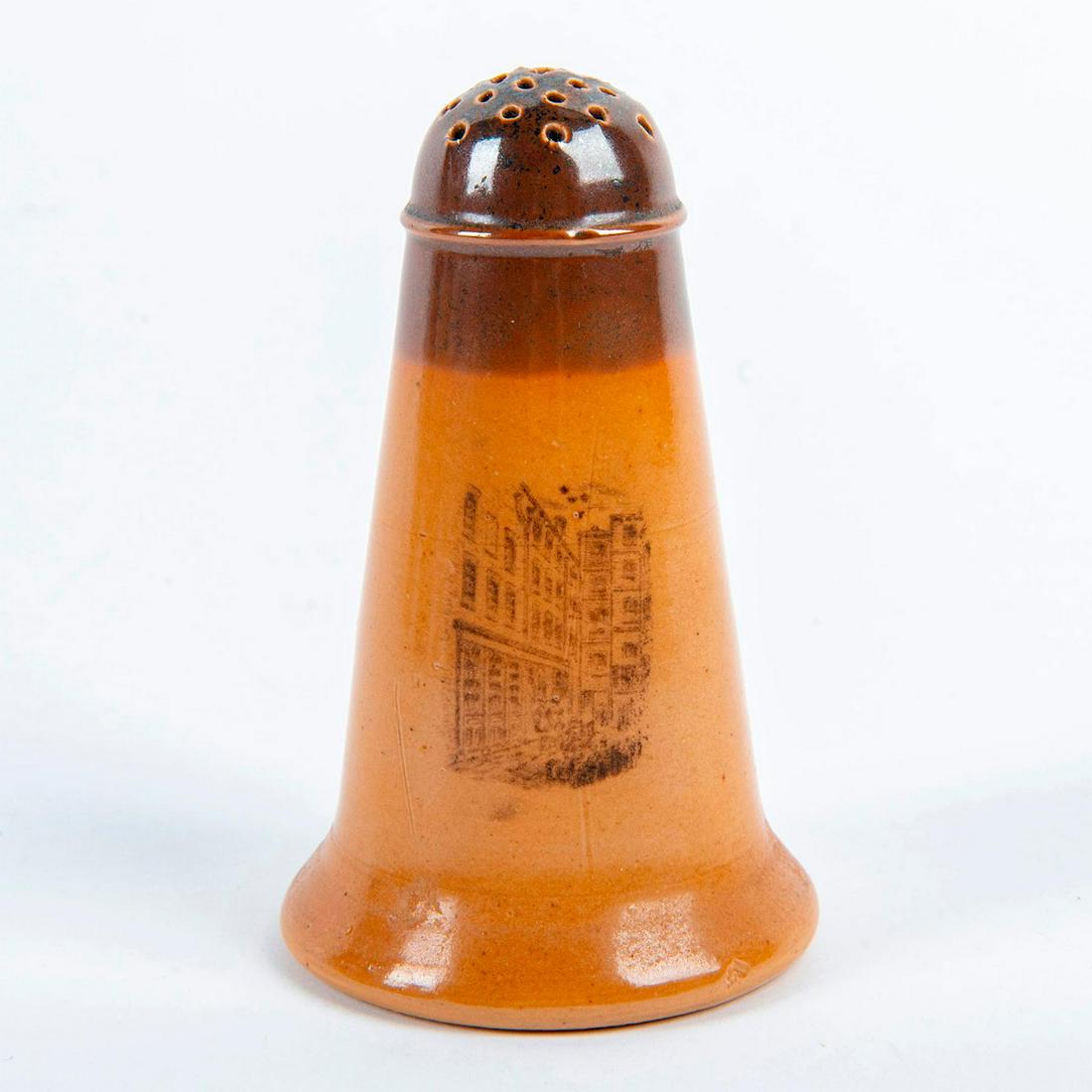 Doulton Lambeth Stoneware Advertising Wares, Salt: Ye Olde Cheshire Cheese 1667 written on back with printed illustration to front. Doulton Lambeth backstamp. Issued: 1891-1956 Dimensions: 4.5"H Manufacturer: Doulton Lambeth Country of Origin: England