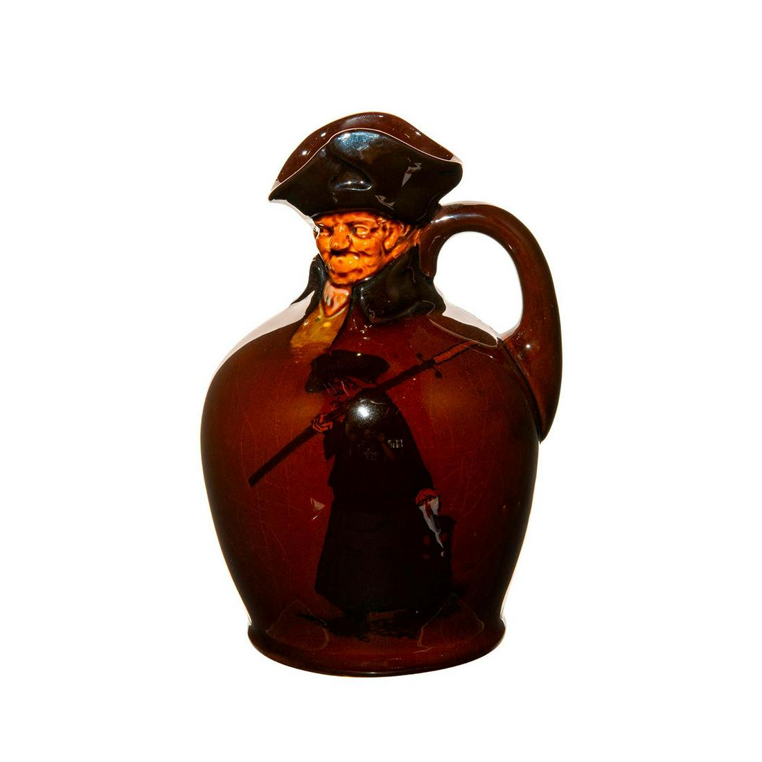 Royal Doulton Night Watchman whiskey flask with modeled (1 of 3)