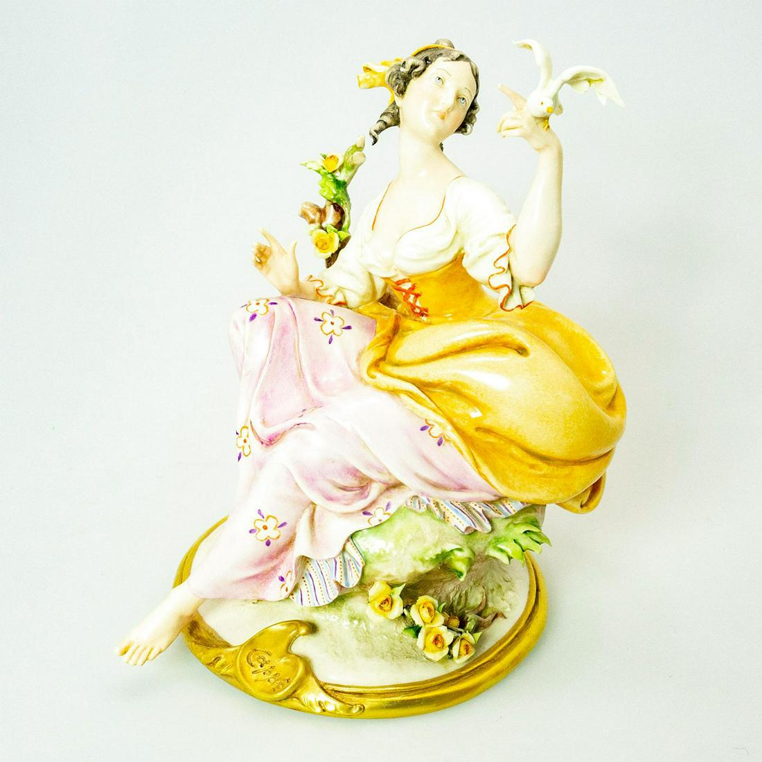 Capodimonte Giuseppe Cappe Figurine, Woman With Bird (1 of 6)