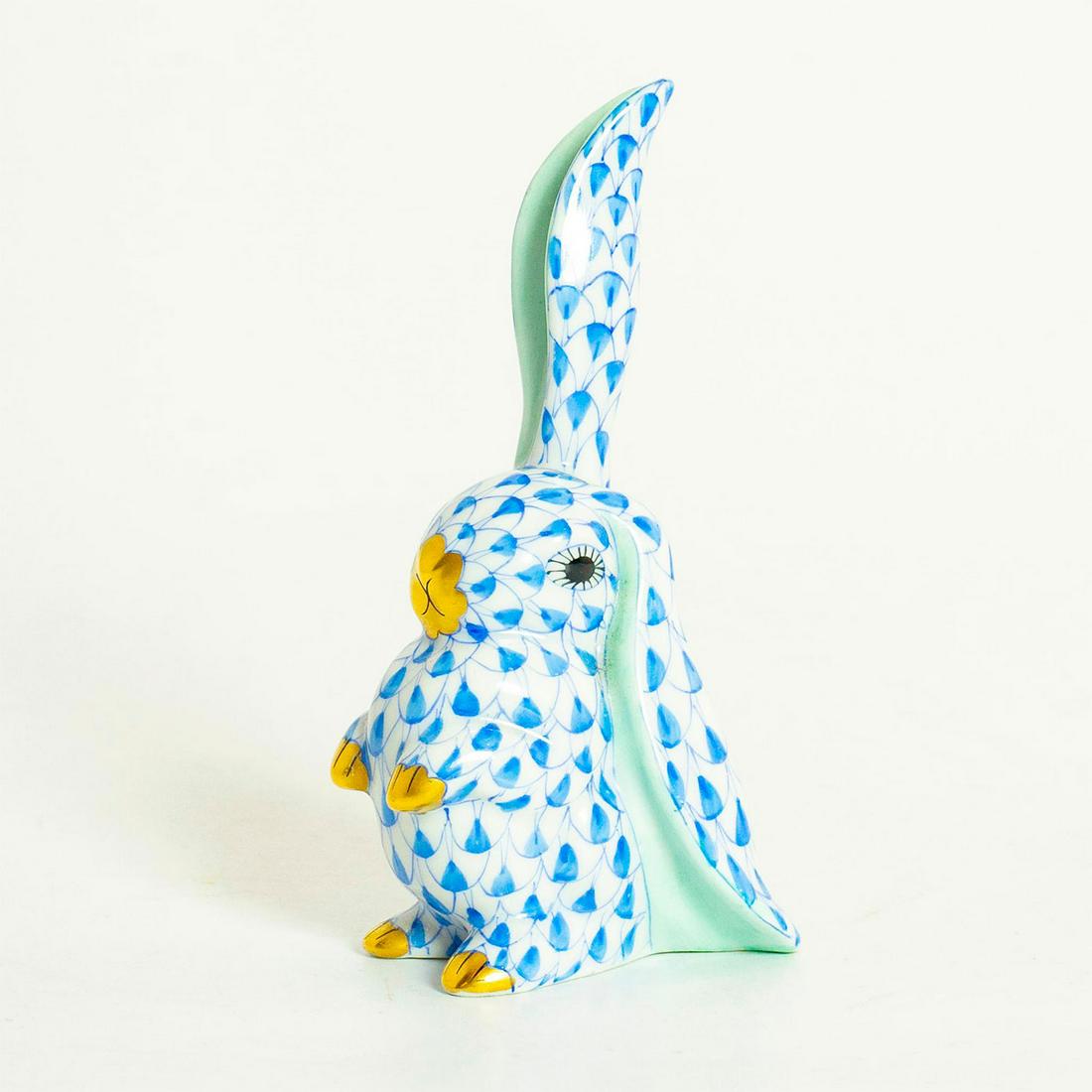 Herend Porcelain Figurine, Rabbit With One Ear Up (1 of 3)