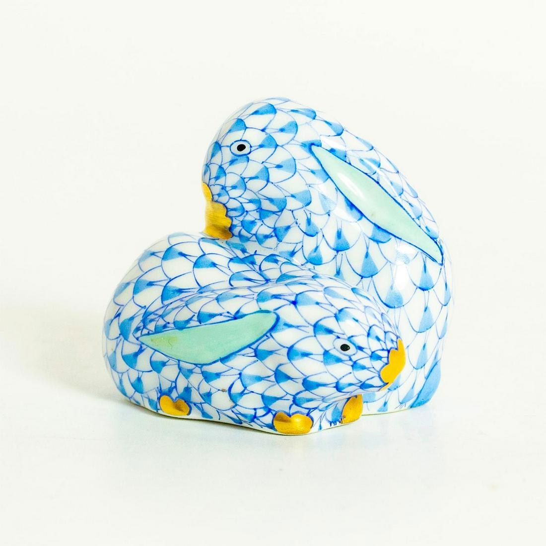 Herend Porcelain Figurine Grouping, Pair of Rabbits (1 of 3)