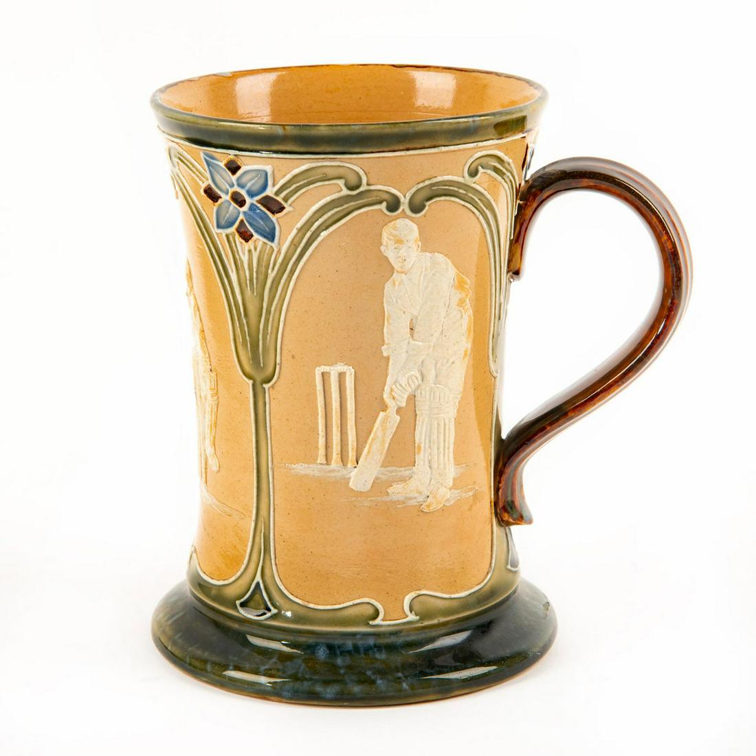 Doulton Lambeth Art Nouveau Style Beer Mug, Cricket (1 of 5)